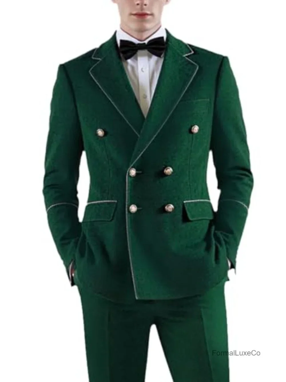 Men's Velvet Double Breasted Suit Set 2 Piece Classic Fit Formal Wedding Tux